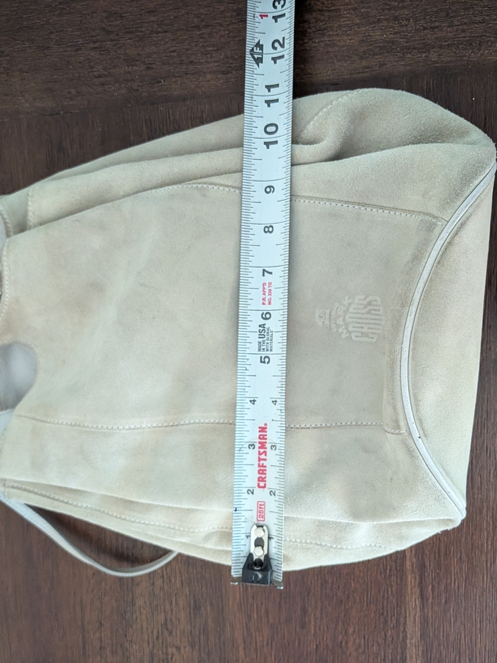 Beige Suede Drawstring Backpack - Picture 5 of 7